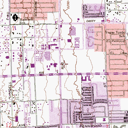 Topographic Map of Sahara Pavilion North Shopping Center, NV