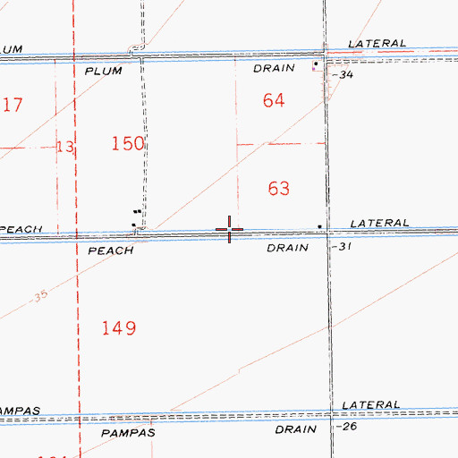 Topographic Map of Peach Drain, CA