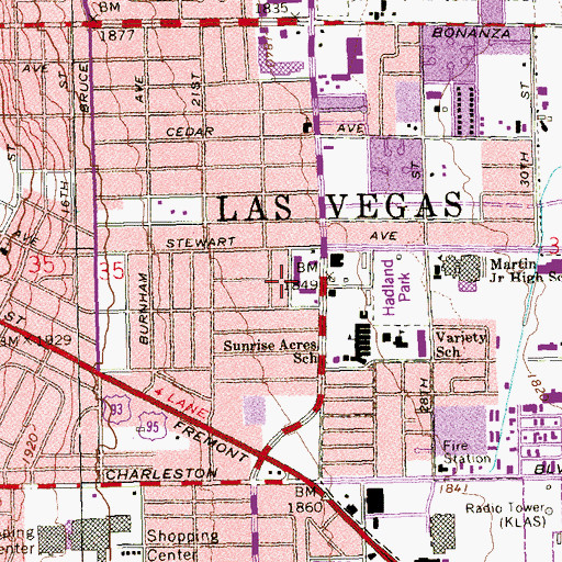 Topographic Map of Stewart Square Shopping Center, NV