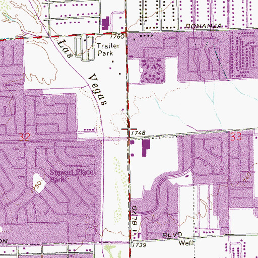Topographic Map of Sunrise Marketplace Shopping Center, NV