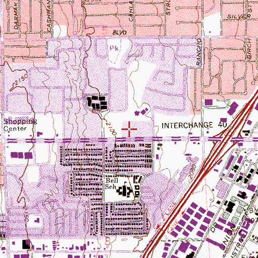 Topographic Map of The Plazas Shopping Center, NV