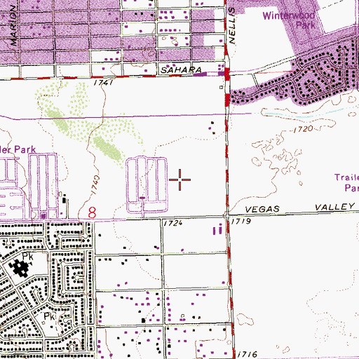 Topographic Map of Vegas Valley Plaza Shopping Center, NV