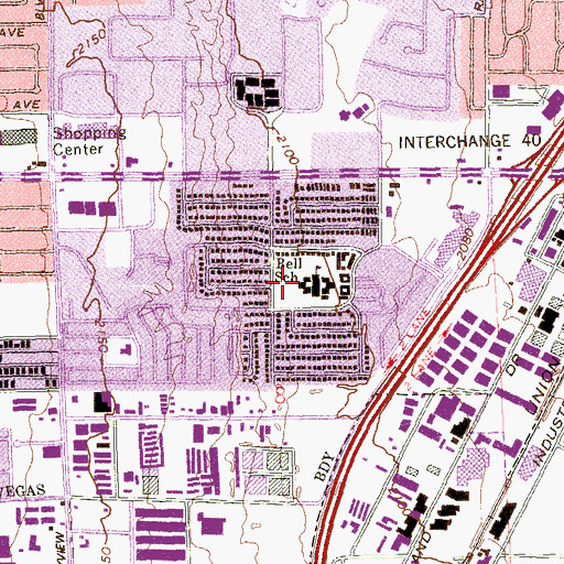 Topographic Map of Bell Playground, NV