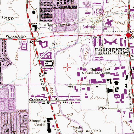 Topographic Map of Bill Wildcat Morris Rebel Park, NV