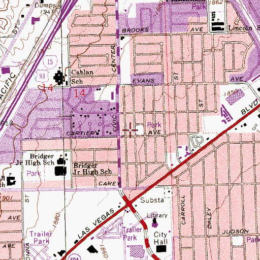 Topographic Map of Boris Park, NV
