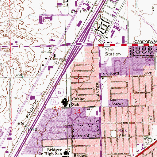 Topographic Map of Brooks Tot Lot, NV
