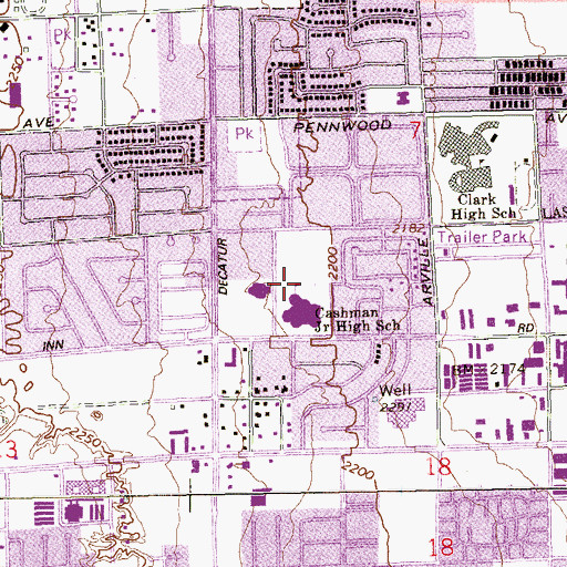Topographic Map of Cashman School Park, NV