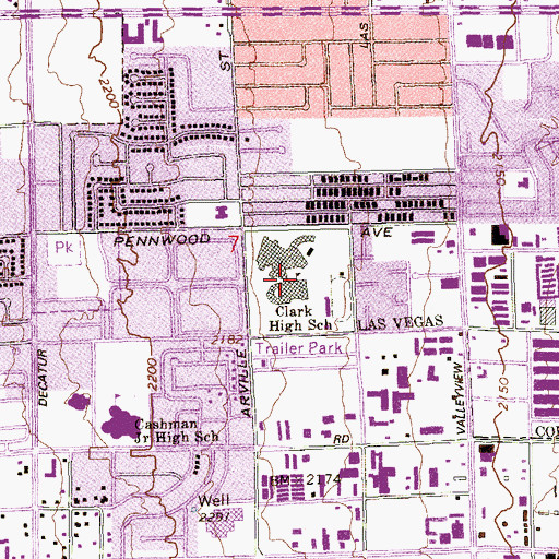 Topographic Map of Clark Community School Park, NV