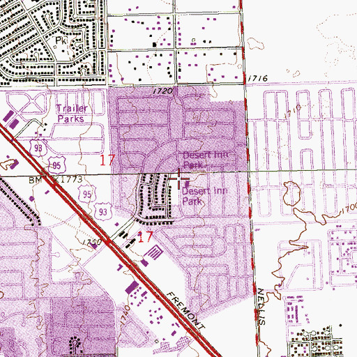 Topographic Map of Desert Inn Pool, NV