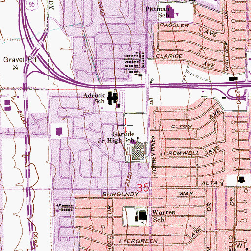 Topographic Map of Garside Community School Park, NV