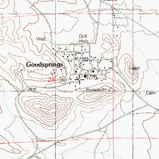 Topographic Map of Goodsprings Park, NV