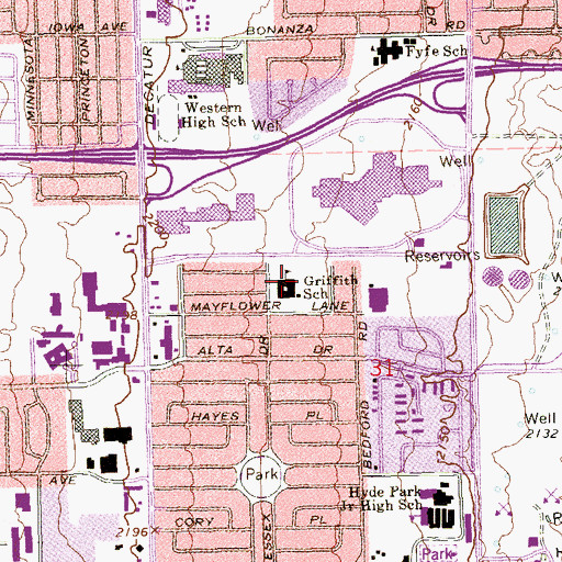 Topographic Map of Griffith Park, NV