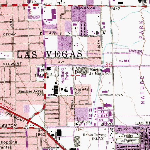 Topographic Map of Hadland Pool, NV