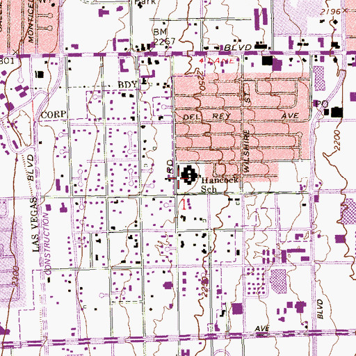 Topographic Map of Hancock Playground, NV