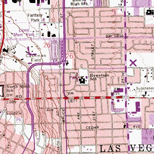 Topographic Map of Hewetson Playground, NV