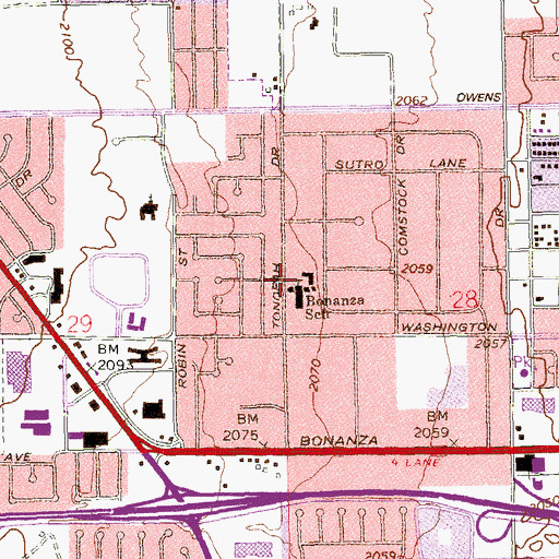 Topographic Map of Hoggard Playground, NV