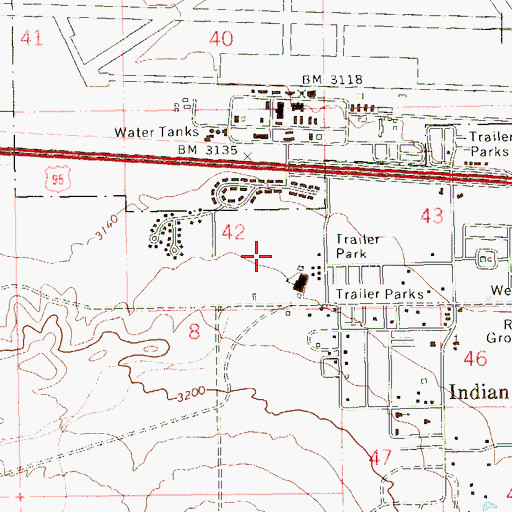 Topographic Map of Indian Springs Pool, NV