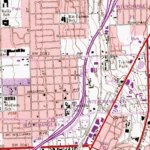 Topographic Map of James Gay Park, NV