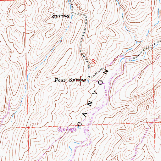 Topographic Map of Pear Spring, CA