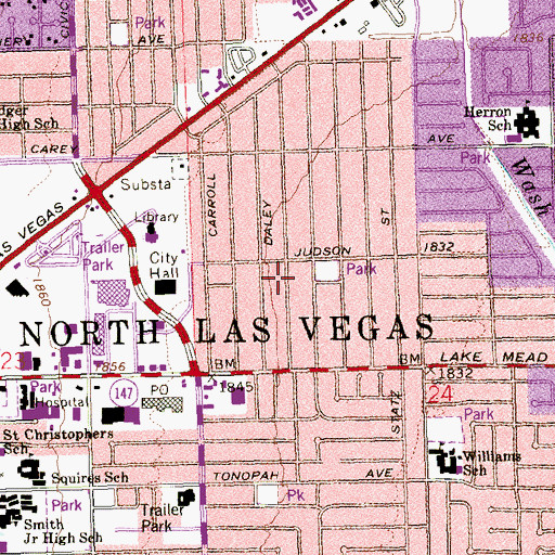 Topographic Map of Joe Kneip Park, NV