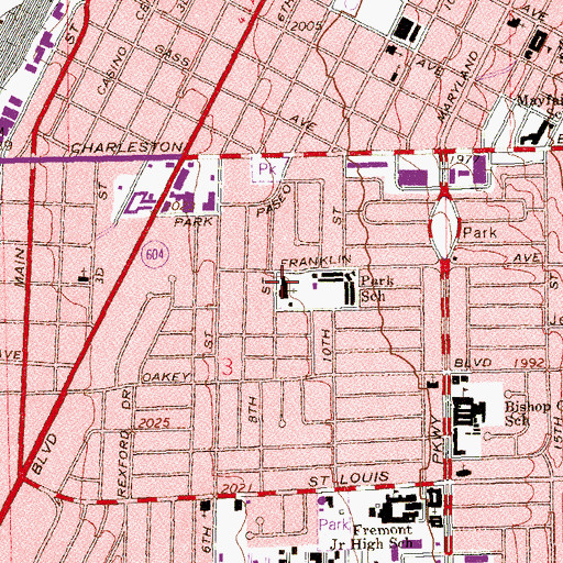 Topographic Map of John S Park Elementary School Park, NV