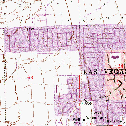 Topographic Map of Johnson Community School Park, NV