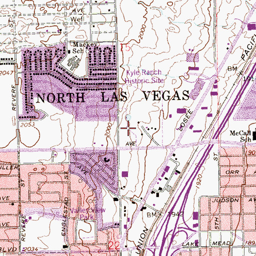 Topographic Map of Kiel Ranch, NV