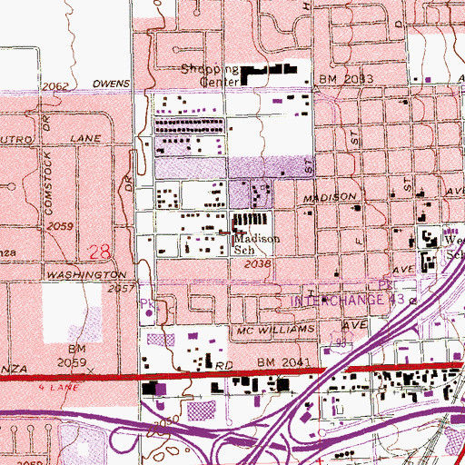 Topographic Map of Madison Playground, NV