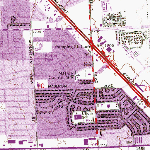 Topographic Map of Maslow Pool, NV