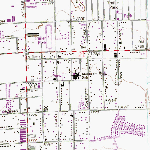 Topographic Map of Mountain View Park, NV