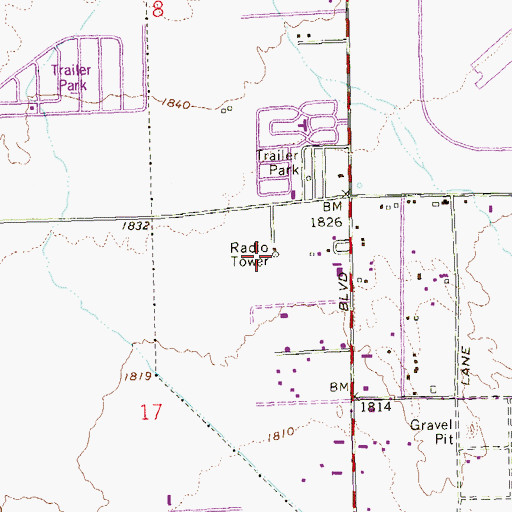 Topographic Map of Nellis Meadows Park, NV