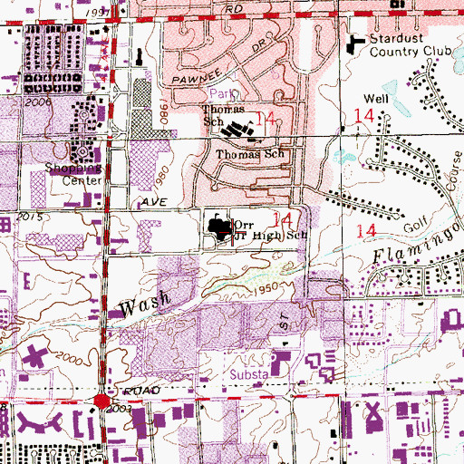Topographic Map of Orr School Park, NV