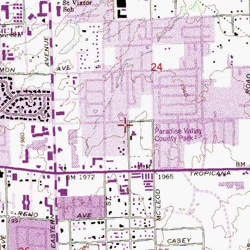 Topographic Map of Paradise Pool, NV