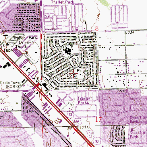 Topographic Map of Parkdale Park, NV