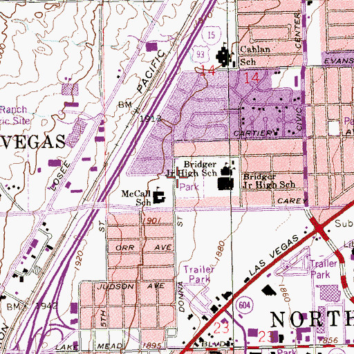 Topographic Map of Petitti Park, NV
