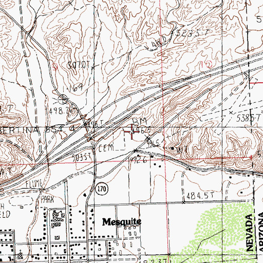 Topographic Map of Pioneer Park, NV