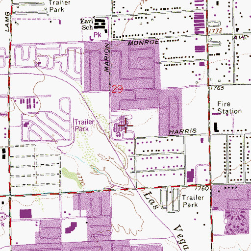 Topographic Map of Robison Community School Park, NV