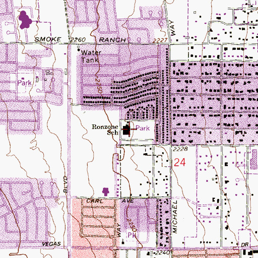 Topographic Map of Ronzone Playground, NV