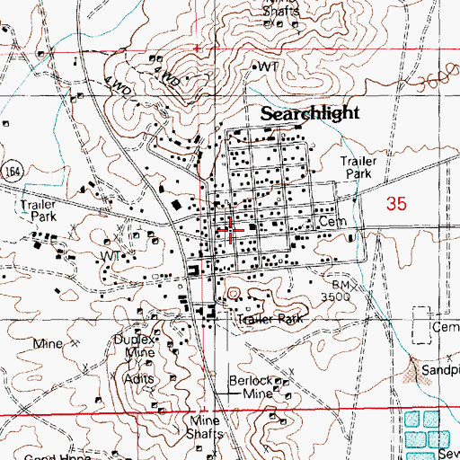 Topographic Map of Searchlight Town Park, NV