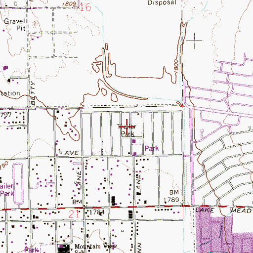 Topographic Map of Sunrise Park, NV