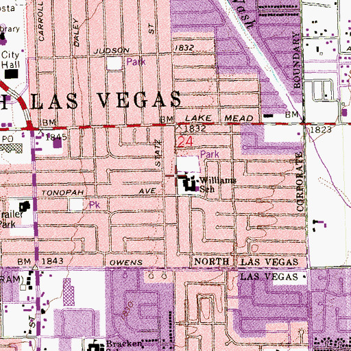 Topographic Map of Tom Williams Park, NV