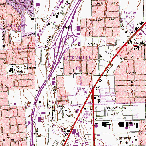 Topographic Map of Tonopah Park, NV