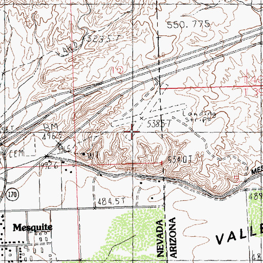 Topographic Map of Virgin Valley Middle School and High School Park, NV