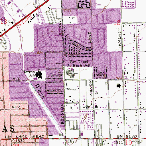Topographic Map of Von Tobel School Park, NV