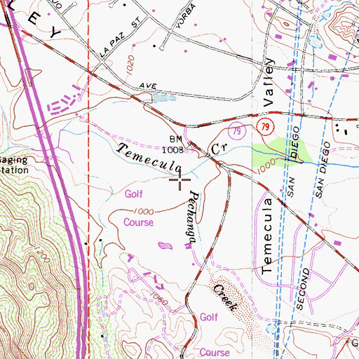 Topographic Map of Pechanga Creek, CA