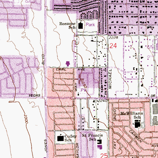 Topographic Map of Wildwood Park, NV