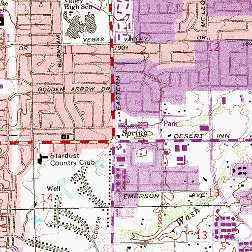 Topographic Map of Desert Inn Post Office, NV