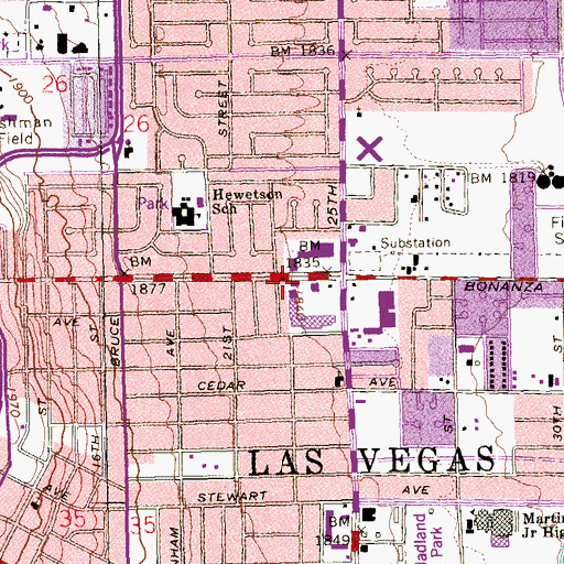 Topographic Map of Las Vegas Post Office Station Number 4, NV