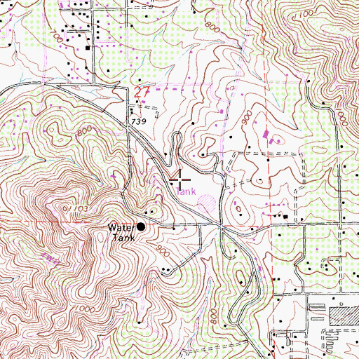 Topographic Map of Pechstein Reservoir (historical), CA