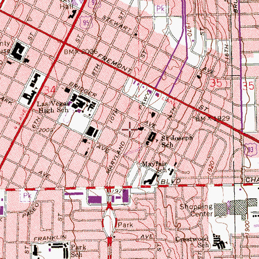 Topographic Map of First Good Sheperd Luthern School, NV
